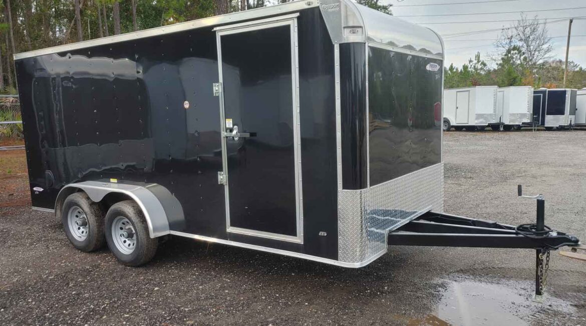 black 7x16 enclosed trailer with tandem axle